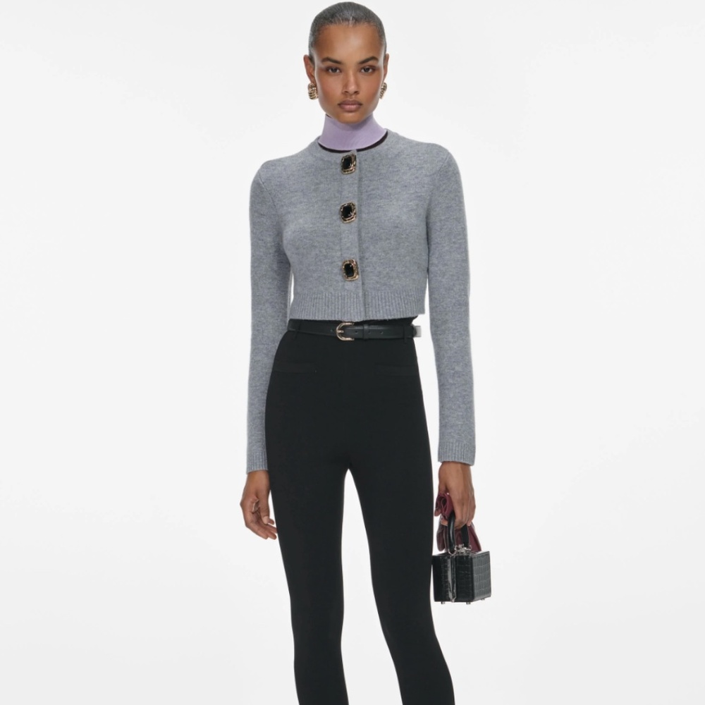 self-portrait Grey Wool Large Button Cardigan Size: XS - MSRP $490 - NWT